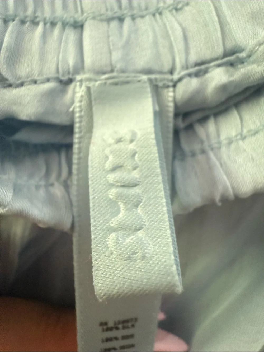 Skims Pale Blue Elastic Waistband Pants 100% silk